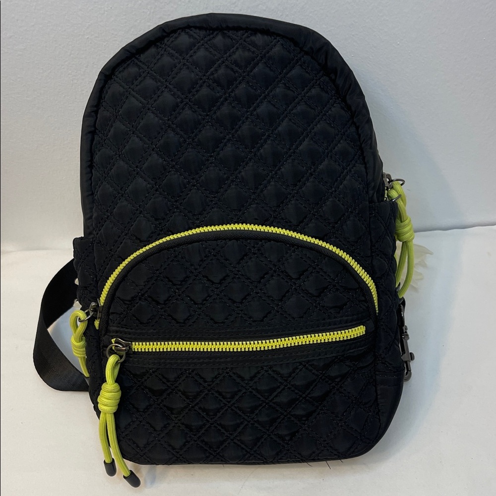 Quilted Black Slingbag with Neon Accents EUC
